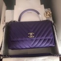 Replica Best Quality Chanel Flap Bag with Top Handle A92991 dark purple & silver-Tone Metal HV00895Rf83