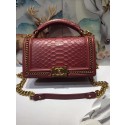 Replica Boy Chanel Flap Shoulder Bag original Snake leather 67086 red HV01525sA83