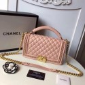Replica Boy Chanel Top Handle Flap Bag Original Sheepskin Leather A94804 Pink HV04182Ix66