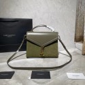 Replica CASSANDRA MEDIUM TOP HANDLE BAG IN SMOOTH LEATHER AND SUEDE Y578001 green HV10915KG80