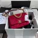 Replica Chanel 19 flap bag velvet AS1160 red HV00601XB19
