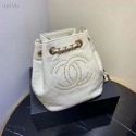 Replica CHANEL Calfskin small Backpack & gold-Tone Metal AS1614 white HV00954rH96