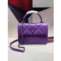 Replica Chanel CC original lambskin top handle flap bag A92236 purple&silver-Tone Metal HV11644CQ60