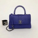 Replica Chanel CC original snakeskin top handle flap bag A93049 blue HV01141BB13