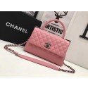 Replica Chanel Classic Top Handle Bag A92991 pink Silver chain HV05011Xe44