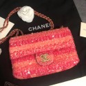 Replica Chanel flap bag equins Lambskin gold-Tone Metal AS0195 pink HV10953Yn66