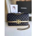 Replica Chanel flap bag Lambskin & Gold-Tone Metal 57276 black&gold HV11688Jw87