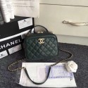 Replica Chanel Flap Bag vanity case Calfskin & Gold-Tone Metal A57905 Blackish green HV10664DY71