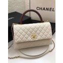 Replica Chanel flap bag with red top handle A92991 white HV09767zR45