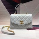 Replica Chanel flap bag with top handle Lambskin & Gold-Tone Metal AS1174 white HV05052Vi77