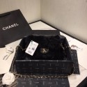 Replica Chanel flap bag Wool sheepskin &Gold-Tone Metal AS1199 black HV02821Xe44