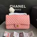 Replica Chanel Flap Shoulder Bag Original sheepskin Leather 1112V Cherry Pink gold chain HV11946Xe44