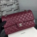 Replica Chanel Flap Shoulder Bag Original sheepskin Leather A1112 fuchsia silver chain HV06070cK54