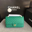 Replica Chanel Flap Shoulder Bags green Leather CF 1112V gold chain HV05299VA65