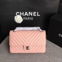 Replica Chanel Flap Shoulder Bags pink Leather CF 1112V silver chain HV10450cK54