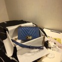 Replica Chanel Le Boy Flap Shoulder Bag Original Leather Blue V67085 Gold HV07939Fi42