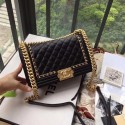 Replica Chanel LE BOY Shoulder Bag Original Calf leather 67086D black HV03250KG80