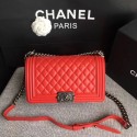 Replica Chanel LE BOY Shoulder Bag Sheepskin Leather A67086 red Silver chain HV07832Ix66