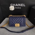 Replica Chanel Leboy Original Calf leather Shoulder Bag B67085 dark blue gold chain HV08948ED66