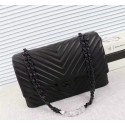 Replica Chanel Maxi Quilted Classic Flap Bag Sheepskin V56801 black HV06393ED66
