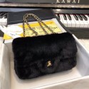 Replica Chanel mini flap bag Rabbit hair Gold-Tone 1116 black HV08661Xe44