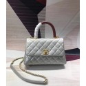 Replica Chanel original Caviar leather flap bag top handle B92290 silvery &gold-Tone Metal HV11494rH96