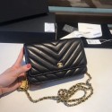 Replica Chanel original lambskin leather WOC chain bag D33814 black HV00920Ac56