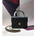 Replica Chanel Sheepskin & gold-Tone Metal Tote Bag AS0625 black HV09219aG44