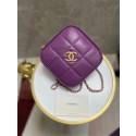 Replica Chanel small diamond bag Grained Calfskin & Gold-Tone Metal AS2201 purple HV05554DY71