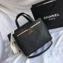 Replica Chanel Small Shopping Bag Grained Calfskin & Gold-Tone Metal A57563 black HV10497zR45
