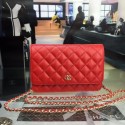 Replica Chanel WOC Mini Shoulder Bag 33814 Red gold chain HV07566Xe44