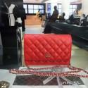 Replica Chanel WOC Mini Shoulder Bag 33814 Red silver chain HV02563Jw87