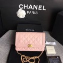 Replica Chanel WOC Mini Shoulder Bag Original Caviar leather LEBOY B33814 pink gold chain HV00090hD86