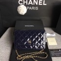 Replica Chanel WOC Mini Shoulder Bag Original Patent leather 33814 dark blue gold chain HV03693ls37