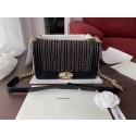 Replica Cheap Chanel Leboy Original Calfskin leather Shoulder Bag F67086 black & gold -Tone Metal HV09996Mq48