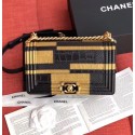 Replica Fashion Chanel Le Boy Flap Shoulder Bag Original Leather A67085 gold&black HV02120yI43