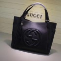 Replica Fashion Gucci Leather Shoulder Bag 282309 black HV11222HM85