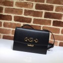 Replica Gucci GG Leather Shoulder Bag 576388 Black HV05939HB48