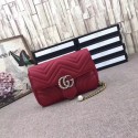 Replica Gucci GG MARMONT leather Shoulder Bag 476809 red HV00102Hd81