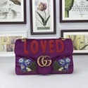 Replica Gucci GG Marmont medium velvet bag 443496 purple HV11622Vi77