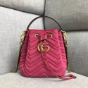 Replica Gucci GG Marmont quilted leather bucket bag 525081 rose suede HV00748Ye83