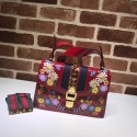 Replica Gucci Sylvie embroidered small shoulder bag 421882 red HV06240Sf59