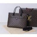 Replica Louis Vuitton Monogram Canvas Briefcase Calfskin Leather 41546 Brown HV01042EO56