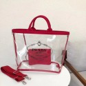 Replica Prada Fabric and Plexiglas handbag 1BG164 red HV08839DY71