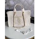Replica Top Chanel Canvas Shoulder Shopping Bag 66941 white HV09028Vx24