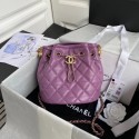 Replica Top Chanel Drawstring Sheepskin bag AS2057 purple HV11479ll80