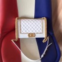 Replica Top Chanel LE BOY Shoulder Bag Original Calf leather 67086D white HV03449ll80