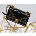 SMALL DIORAMA BAG IN BLACK-TONE STUDDED METALLIC CALFSKIN WITH LARGE CANNAGE MOTIF M0421 HV06861gN72
