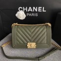 Top Chanel LE BOY Shoulder Bag Original Sheepskin Leather 67086V green Gold Buckle HV08745yq38