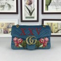 Top Gucci Velvet GG Shoulder Bag 443496 Light blue HV04036lE56
